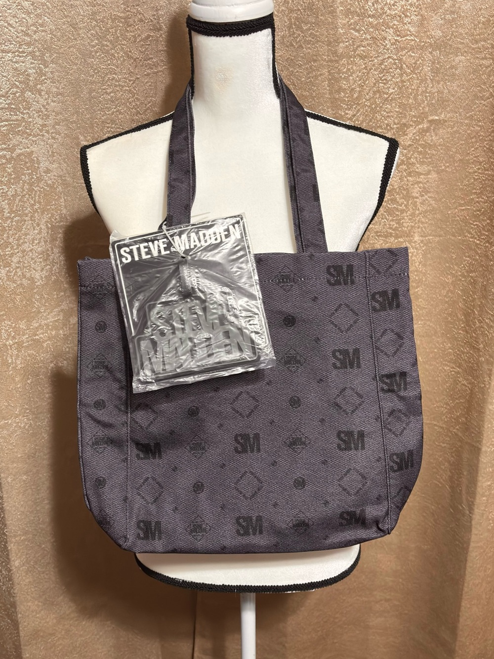 Steve Madden Gray SM Logo Tote Bag